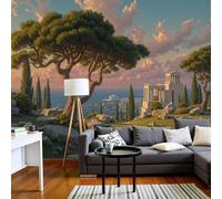 pdghsdkgjh Classic Urban Non-Woven Wallpaper Ancient Greece Architecture XXL Modern Wall Mural, Green Wallpaper Wall Decor Decoration Wall Art for Living Room Bedroom, 400cm x 280cm