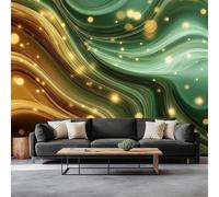 pdghsdkgjh Liquid Marble Abstract Swirl Photo Wallpaper 3D Effect, Non-Woven Wallpaper Green Wall Mural for Living Room Bedroom Children's Room TV Background Wall Art, 400cm x 280cm