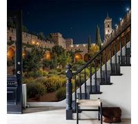 pdghsdkgjh Luxurious 3D Photo Wallpaper - Green Plants Antique Stone Wall Pattern for Bedroom & Antique Town Courtyard Scene Wall Decoration, Green, 200cm x 140cm