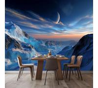 pdghsdkgjh Photo Wallpaper Dreamy Starry Sky 3D Effect, Glacier Mountains Blue Non-Woven Wallpaper for Living Room Bedroom TV Background, 350cm x 256cm Stickers - Frameless Painting - Poster