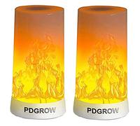 PDGROW LED Flame Effect Light 2 Set, Fire Effect Night Light Desk/Table Lamp USB Rechargeable, Upside Down Effect, Waterproof with Magnetic Base & Metal Hook for Christmas, Party, Indoor/Outdoor Use