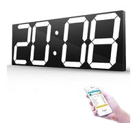 PDHYPRS LED Digital Wall Clock, 18 Inch 6 Digits, Calendar, Auto Dimmer, Alarm, Thermometer, 12/24 Hours, 3-Level Brightness, Remote Control Count Up/down,(White)