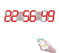 PDHYPRS LED Digital WIFI Wall Clock, 27 Inch 4-Digits WIFI Clock, Auto Dimmer, Alarm, Count Up/down, Calendar, 8-Level Brightness, For Industrial Warehouse Gym Cafeteria(Red)