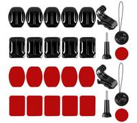 PDKKFF 24 Piece Set with Helmet Mount Compatible with GoPro | Action Cam Flat Curved Helmet Mount for GoPro, Hero, DJI, Osmo, SJCAM, APEMAN, Max, Campark, Insta 360