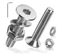 PDKKFF 60 Pcs M3x12mm Countersunk Bolts and Nuts Sets, DIN7991 Flat Head Hex Socket Head Cap Screw, Stainless Steel Machine Screws Nuts Washers Kit with Allen key for Machinery Furniture