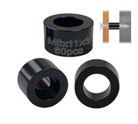 PDKKFF 60 Pcs M6 Nylon Spacers, M6 x 11mm x 5mm, Plastic Standoff Washer | ABS Black Spacers 6mm for Screw Bolt, Non Threaded Insulation Column (6mm ID, 11mm OD, 3mm Height)