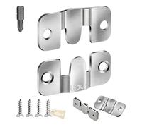 PDKKFF Flush Concealed Mount Bracket, 18 Pcs 43x18mm Heavy Duty Interlocking Hang Brackets Z Clip Hook, Stainless Steel Headboard Wall Fixings for Photo, Mirror, Picture-with 40 Screws 1 PH2 Bit