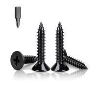 PDKKFF M3x25mm Flat Head Wood Screws, 150Pcs Black Self Tapping Screws, Carbon Steel Phillips Countersunk Head Screws for Woodworking, Furniture, DIY