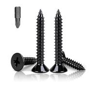 PDKKFF M5x40mm Flat Head Wood Screws, 50Pcs Black Self Tapping Screws, Carbon Steel Phillips Countersunk Head Screws for Woodworking, Furniture, DIY