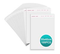 PDKKFF Pack of 100 Cellophane Bags 30 x 40 cm Self-Adhesive Cellophane Bags
