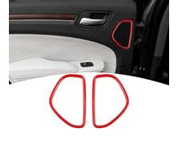 PDKLIN for Charger Rear Door Speaker Trim Cover Ring for Dodge Charger/Chrysler 300C 2011-2023 Red Interior Accessories 2pcs