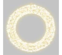 PDL - PegDev - Elegant Christmas Wreath Pre-Lit LED Decoration with 1440 Warm White LEDs, 50cm, 5m Lead, Timer, White Wire Frame - Indoor & Outdoor Use
