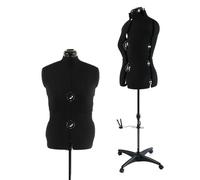 PDM WORLDWIDE Black Dress Form Female Mannequin Torso with Adjustable 13 Dials, Pinnable Model for Body Sewing, Detachable Metal Rolling Base, 42.5"-60" Adjustable Height for Clothing Display, Medium