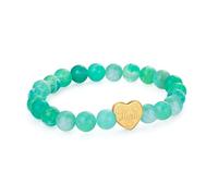 PDOUSELF Beads Bracelet,Gift Mother Grandma,Big Sister,Handmade Nature,Elastic Gemstone for Women Yoga Healing Jewelry,Amazonite Heart Pendant Bracelets (Gold-Mom)