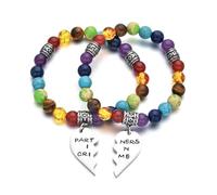 PDOUSELF Friendship Best Friend Bracelets for 2 Partner in Crime Gifts Chakra Healing Beads Stretch Women Bracelet