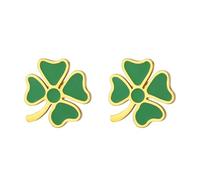 PDOUSELF Lucky Four Leaf Clover Cufflinks for Men Women Stainless Steel, Green St Patricks Day Decorations Cuff Links, Suit Accessories for Women Men, One Size, Stainless Steel, no gemstone