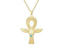 PDOUSELF Stainless Steel Ankh Necklace for Women Men, Adjustable Egyptian Ankh Cross Pendant Necklaces Religious Jewelry Gift for Friend Lover (Gold)