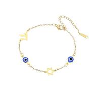 PDOUSELF Stainless Steel Evil Eye Bracelets for Women Trendy Adjustable, Evil Eye Bracelet with Chai Star of David Symbol, Protection Bracelet Gift, One Size, Stone, no gemstone