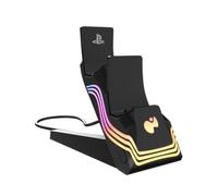 PDP Afterglow Wave LED Dual Gaming Charger for 2 PlayStation 5 DualSense Controllers, Compatible with PS5 and PS4, Customizable RGB Lighting Effects - Black