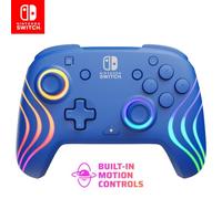 PDP Afterglow Wave Wireless Nintendo Switch Pro Controller with Motion Controls, Fully Licensed for Switch/OLED Model, Customizable LED Lighting, 30 Foot Range, 20 Hr Rechargeable Battery Power: Blue