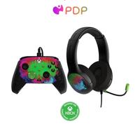 PDP - Bundle Casque de jeu stéréo filaire Airlite Space Dust + Manette de jeu filaire REMATCH Space Dust pour Xbox Ser