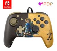 PDP Gaming Faceoff Deluxe+ Wired Switch Pro Controller - Zelda Breath of the Wild - Link - Gold / Black - Official Licensed Nintendo - Customizable buttons and paddles - Ergonomic Controllers