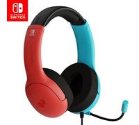 PDP Gaming LVL40 Stereo Headphone with Mic for Nintendo Switch - PC, iPad, Mac, Laptop Compatible - Noise Cancelling Microphone, Lightweight, Soft Comfort On-Ear Headphone, 3.5 mm Jack - Neon Blue-Red