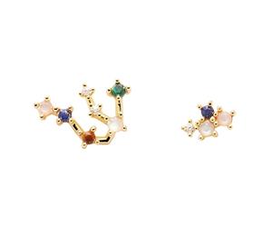 PDPAOLA Aquarius 18ct Gold Plated Gemstones Stud Earrings