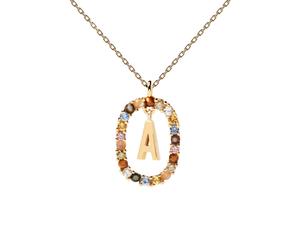 PDPAOLA Letter A Necklace Goldplated Silver CO01-260-U - Woman - 925 Sterling Silver Gold/Multicoloured 45 cm