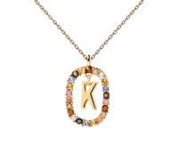 PDPAOLA Letter K Necklace Goldplated Silver CO01-270-U - Woman - 925 Sterling Silver Gold/Multicoloured 45 cm