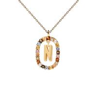 PDPAOLA Letter N Necklace Goldplated Silver CO01-273-U - Woman - 925 Sterling Silver Gold/Multicoloured 45 cm