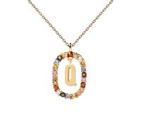 PDPAOLA Letter Q Necklace Goldplated Silver CO01-276-U - Woman - Quartz - 925 Sterling Silver Gold/Multicoloured 45 cm