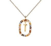 PDPAOLA Letter T Necklace 18 ct. Goldplated Silver CO01-279-U - Woman - 925 Sterling Silver Gold/Multicoloured 45 cm