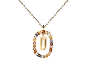 PDPAOLA Letter U Necklace Goldplated Silver CO01-280-U - Woman - 925 Sterling Silver Gold/Multicoloured 45 cm
