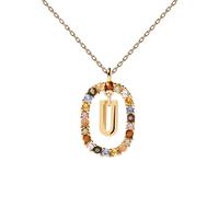 PDPAOLA Letter U Necklace Goldplated Silver CO01-280-U - Woman - Quartz - 925 Sterling Silver Gold/Multicoloured 45 cm
