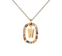 PDPAOLA 18ct Gold Plated Gemstones Initial W Pendant