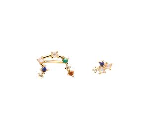 PDPAOLA Libra Earrings Goldplated Silver AR01-410-U - Woman - 925 Sterling Silver Gold/Multicoloured