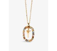 PDPAOLA Womens PDPAOLA Initial Y 18ct Yellow Gold-Plated Sterling Silver and Semi-Precious Stones Pendant Necklace Gold