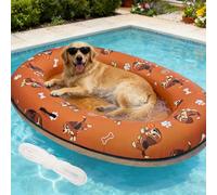 pdpdoc Dog Float with Handle and Rope, Heavy Duty Inflatable Float for Small, Medium, Large Dogs up to 150 lbs for Pool, Beach, Lake, River, 155 x 109 cm, Orange