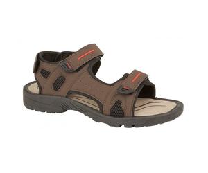 PDQ BROWN PU 3 Touch Fastening Adjustable Sports Sandal - UK 8