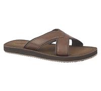 PDQ Jimmy Crossover Mule Slip on Summer Beach Walking Flip Flop Sandals - Brown PU, Mens UK 6 / EU 40