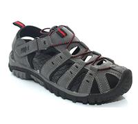PDQ KEN Boys Nubuck Toggle Touch Fasten Summer Trail Sandals Grey/Red