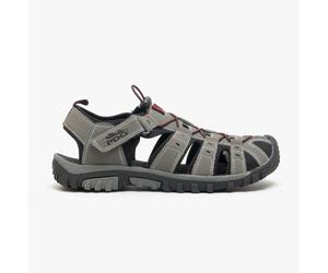 PDQ KEN Mens Nubuck Toggle Sandals Grey/Red - UK 8