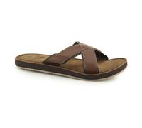 PDQ KRIS Mens Faux Leather Crossover Mule Sandal Brown - UK 6