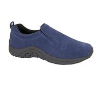 PDQ Mens Ryno Twin Gusset Slip On Real Suede Casual Shoes Navy Blue 13 UK