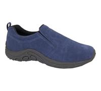 PDQ Mens Ryno Twin Gusset Slip On Real Suede Casual Shoes Navy Blue 14 UK