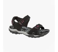 PDQ Sandy Womens Faux Leather Touch Fasten Comfort Black Sandals
