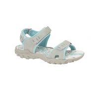 PDQ Sandy Womens Faux Leather Touch Fasten Comfort Light Grey/Mint Sandals