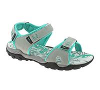 PDQ SANDY Womens Faux Nubuck Velcro Sports Sandals Light Grey/Mint