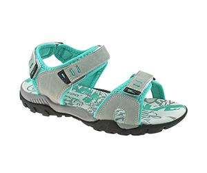 PDQ SANDY Womens Faux Nubuck Velcro Sports Sandals Light Grey/Mint